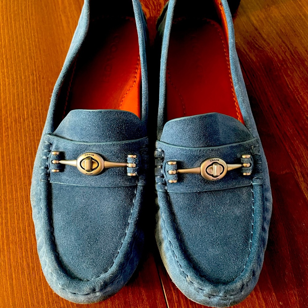 BLUE Suede COACH driving loafers